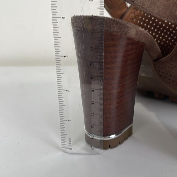 Franco Sarto Women’s 7.5 Faux Suede Slingback Block Heels Perforated Open Toe - Picture 4 of 8